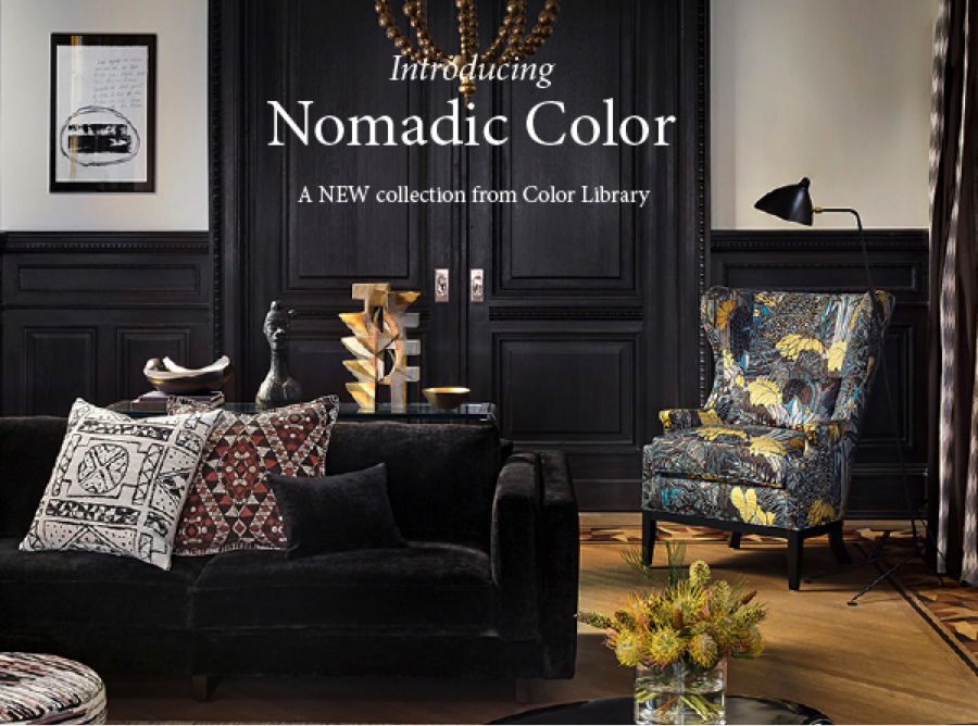 Nomadic Color Robert Allen, fabric store in Louisville, KY and Nashville, TN for designer and decorator fabric, upholstery fabric and drapery hardware.