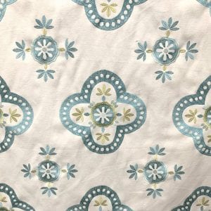 Viola - Aqua Fabric Pattern. Best Fabric store in Nashville, TN with designer and decorator fabric and trim. Our online fabric store allows you to buy fabric online and either send it to your home or arrange for an in-store pickup.