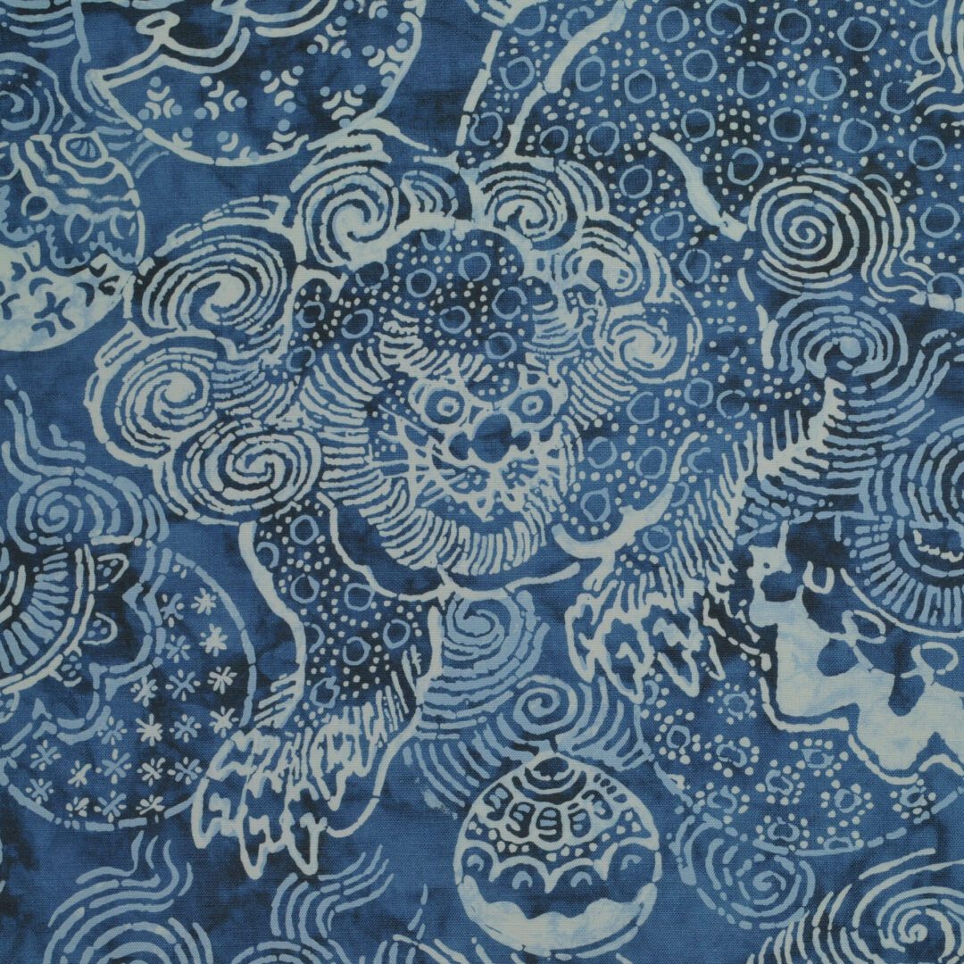 Temple Lion - Indigo - Designer Fabric from Online Fabric Store
